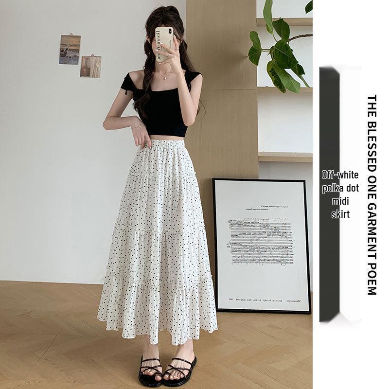 

Белая миди-юбка в корейском стиле с цветочным принтом - Женская летняя 2024 А-силуэт, юбка-зонт, дизайн торт M