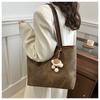 Simple Solid Color Tote Bag Women Large Capacity Faux Leather Shoulder Handbag Urban Commuter Bucket Purse