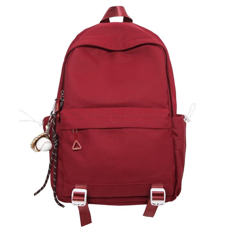 New Solid Color Schoolbag Female Simple Joker Leisure Travel Backpack Large Capacity Junior High School Students Shoulders.