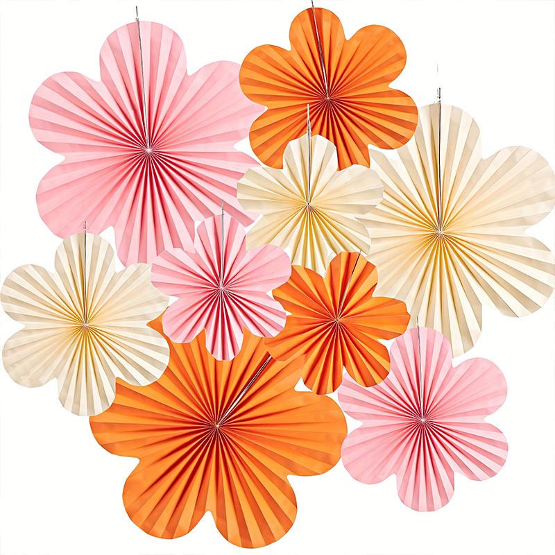 9 stk Hengende Papirvifter Tapet Bryllupsblomsterveggdekorasjon Fest Flere Alternativer Tilgjengelig