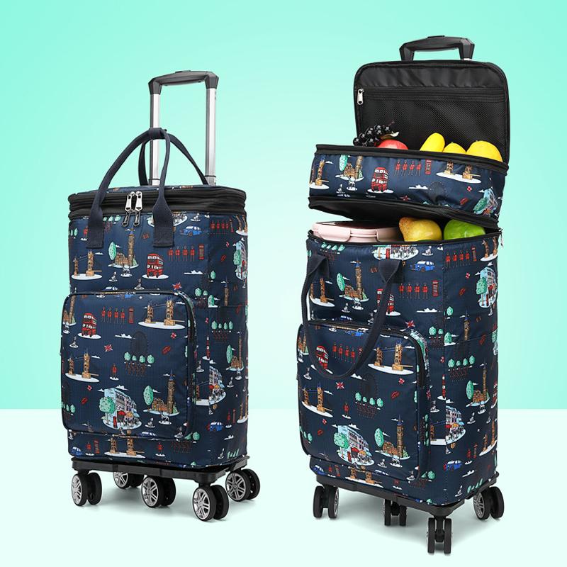 Telescopic Trolley Bag Supermarket Shopping Bag Folding Portable Lightweight Universal Wheel Travel Bag