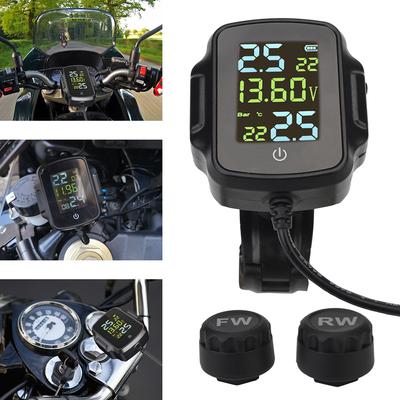 With QC 3.0 Tyre Temperature Alarm System USB Charger For Phone Tablet Motorcycle TPMS With 2 External Sensors