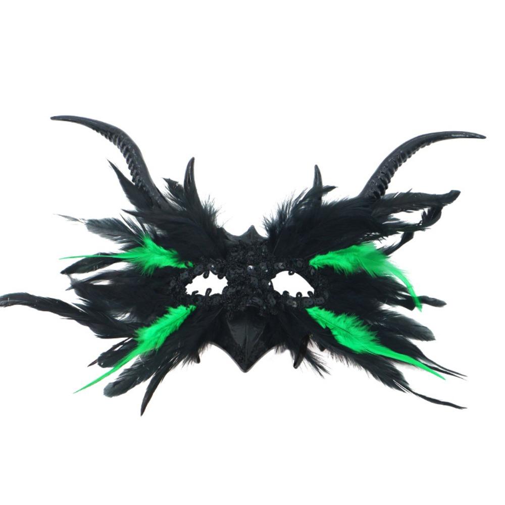 Cosplay Halloween Eye Mask Large Horn Gothic Mask Halloween Feather Masks  Halloween Carnival