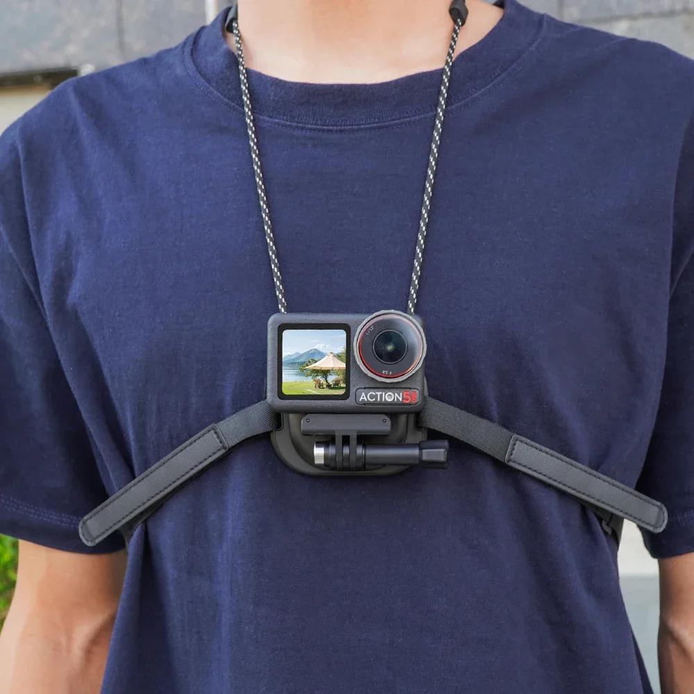Flymile Magnetic Neck Strap Chest Mountfor Insta360 X6/DJI Action Camera Accessories POV Video Photography Holder
