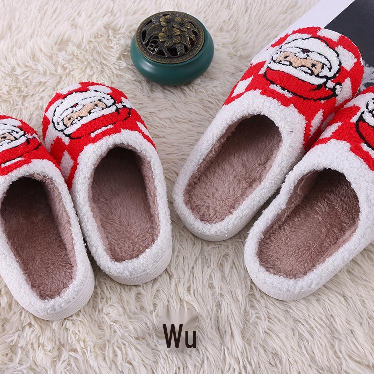Cozy Red Santa Claus Christmas Plush Cotton Slippers