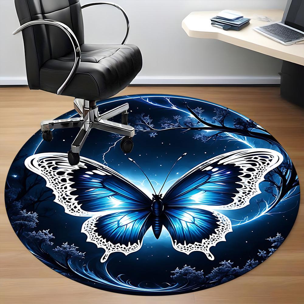 

1pc Butterfly Night Scene Office Round Rug, Carpet for Office, Gaming, Lightweight Round Floor Mat yy260208065 80cm by 80cm