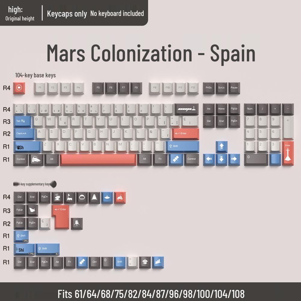74-Key PBT Dye-Sublimated Keycaps, Original Height, Compatible with 60/61/68-Layout Mechanical Keyboards
