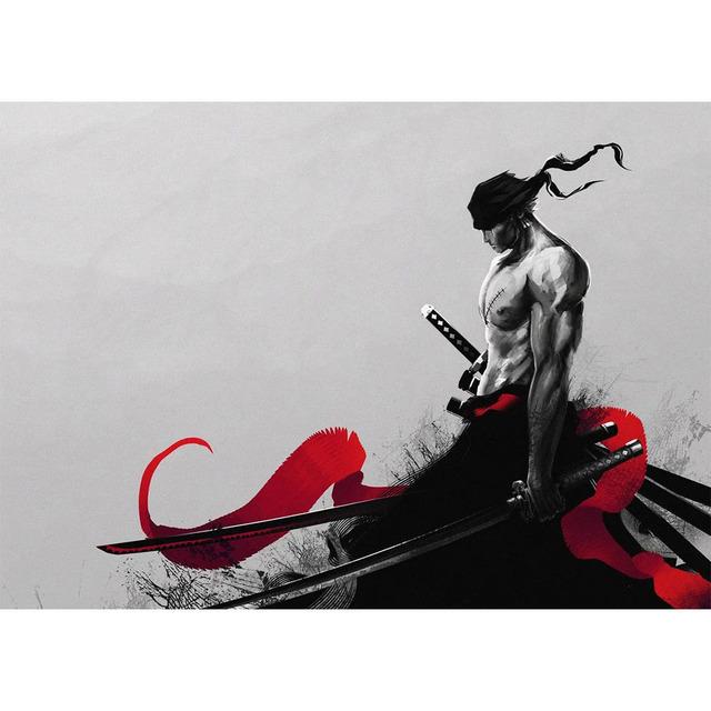 Japanese Sunset Samurai Posters and Prints Abstract Wall Art Picture Bushido Canvas Painting for Living Room Home Artwork Decor No Frame