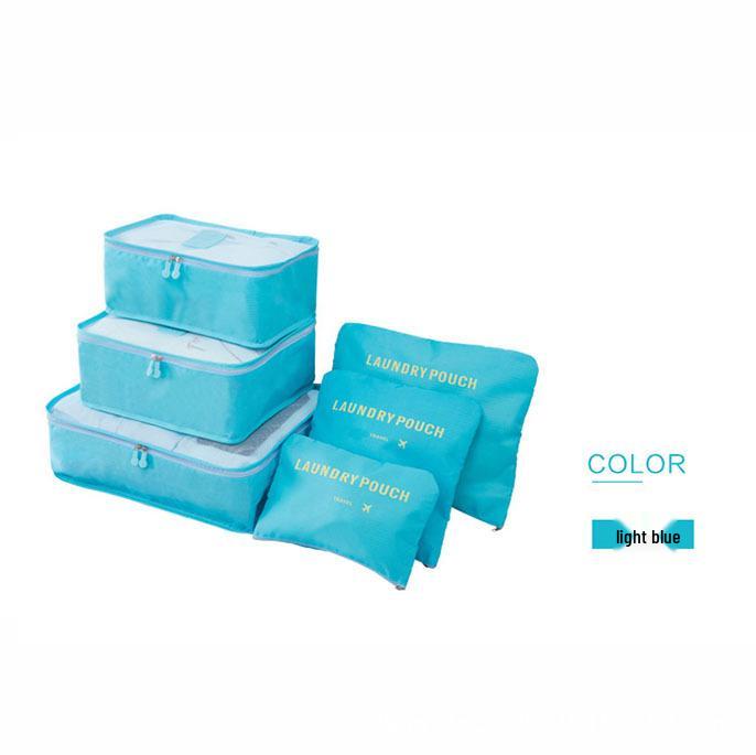 Korean Style Travel Bag Set - 6-Piece Oxford Cloth Organizer for Clothes, Underwear, and Shoes