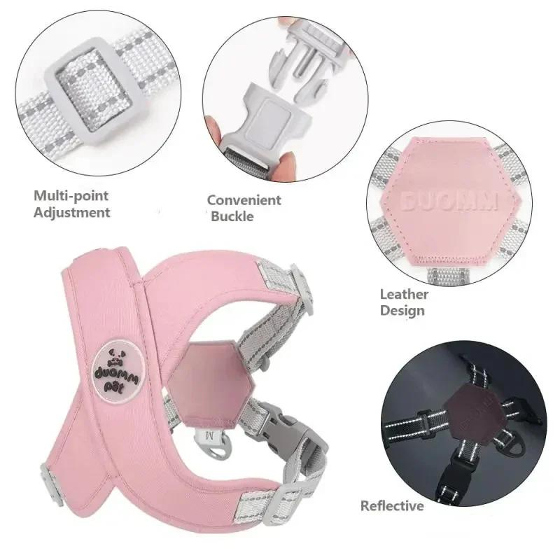 X-förmiges Haustier-Hundegeschirr für kleine und mittelgroße Hunde, reflektierend, verstellbar, Welpengeschirr, französische Bulldogge, Chihuahua, Gehleine