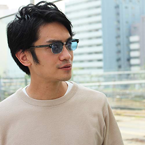 [Eight Tokyo] Polarized Sunglasses for Men and Women, Blue Light Blocking, Made in Japan, Clubmaster Browline/Zirmont Style, Lightweight, Light Color,