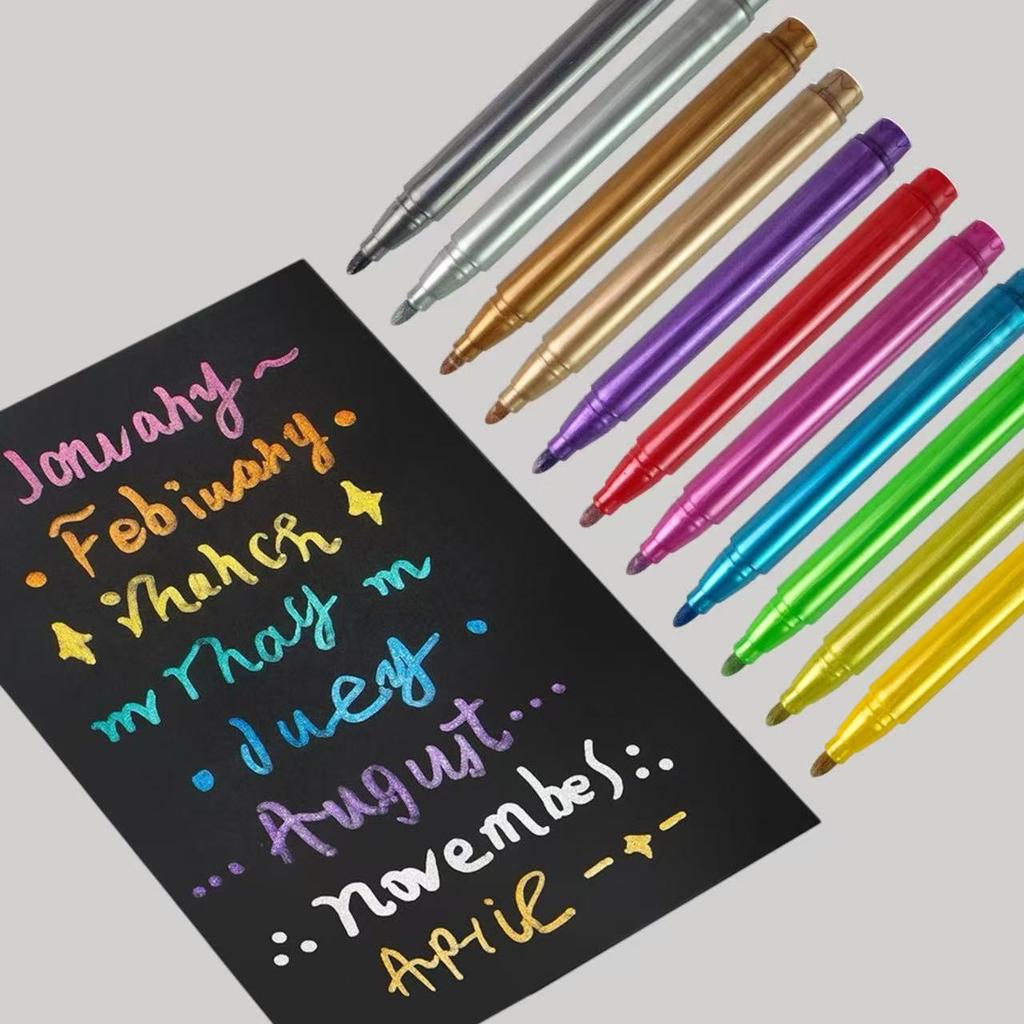 12 Stück Metallische Marker Stifte Set, Radierbare Feinspitzen Marker für Flaschen, Keramik, Glaswaren