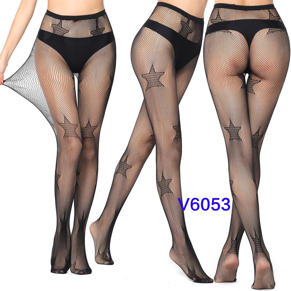 Warp Knitted Seamless Trend Jacquard Fishing Net Socks, Little Love Tiger Pattern Grid Black Stockings