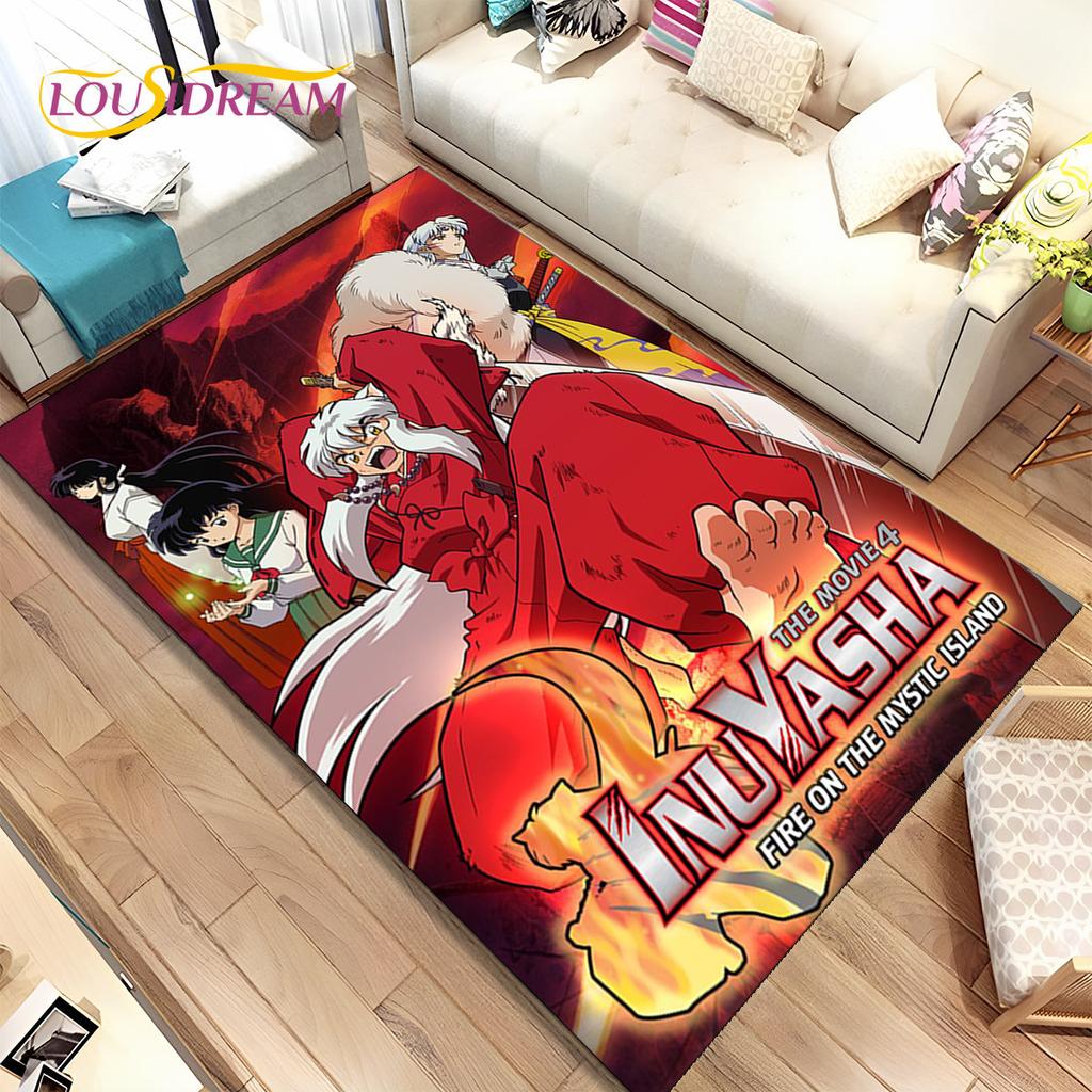 Anime Inuyasha Cartoon Area Rug Large,Carpet Rug for Living Room Bedroom Sofa Doormat Decoration,kids play Non-slip Floor Mat 3D