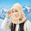 Gorro de Ciclismo à Prova de Vento de Cor Sólida Macio, Capuz Térmico de Inverno, Balaclava com Cordão, Mantenha-se Aquecido, Máscara de Esqui, Chapéu Feminino