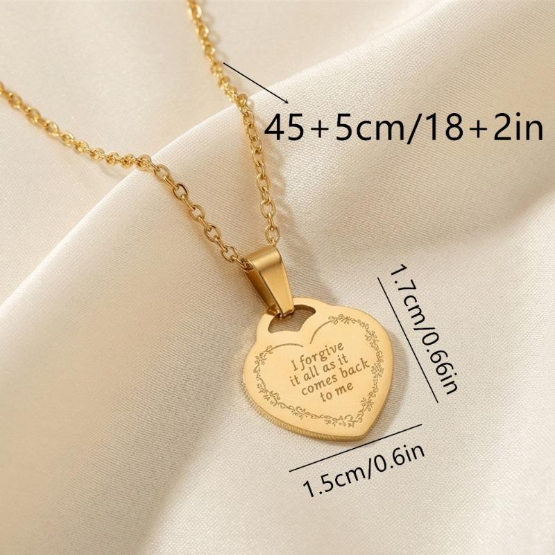 Engraved If It Is Meant To Be Heart Shape Stainless Steel Pendant Necklace
