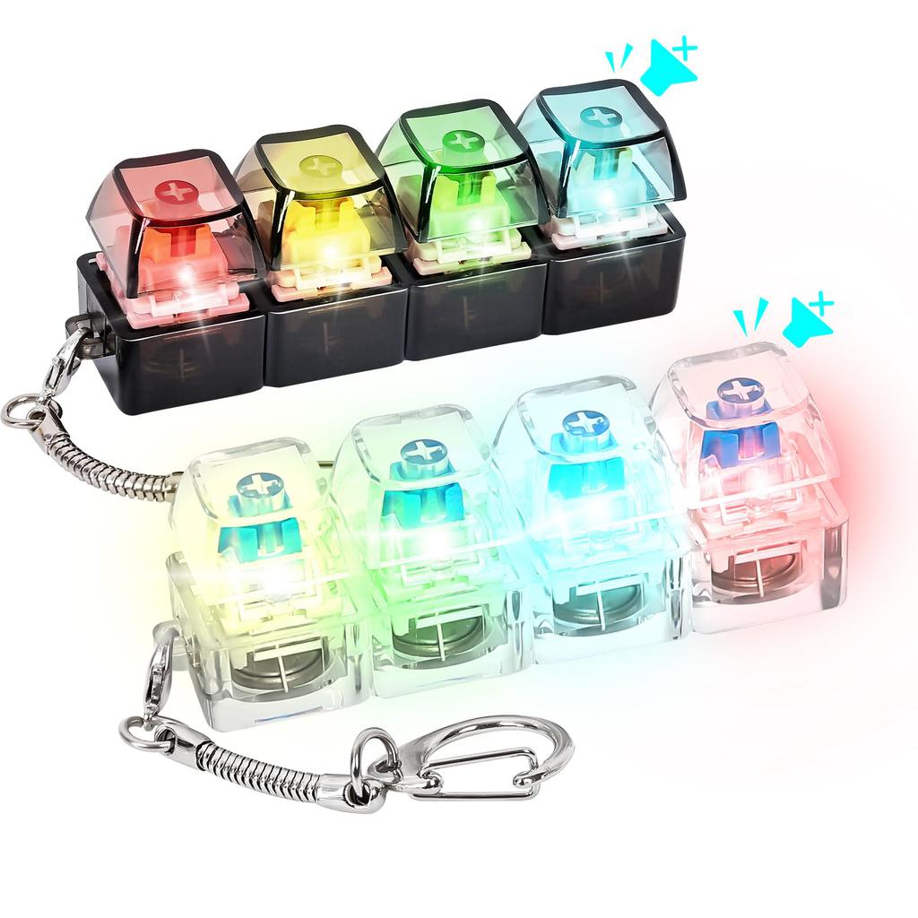 4-Button Rgb Keyboard Fidget Clicker Portable Keychain Sensory Stress Relief Toy For Teens Adults Office Home Decompression Gift