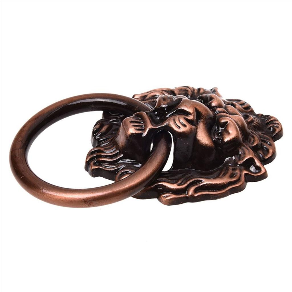 ABUL-3X Antique Style Copper Tone Metal Lion Head Shaped Drawer Pull Handle 2.5 Inch