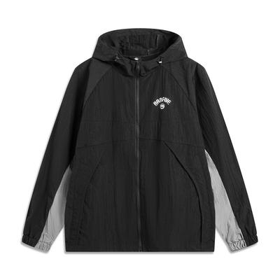 Li Ning Serie Basket Anti-Five Serie Blocco Colore Zip-Up con Cappuccio Comoda Traspirante Versatile Giacca Uomo giacche Nero AFDV129-3