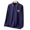 Men's Long Sleeve Embroidered Polo Shirt - Autumn/Winter Collection for Young and Middle-Aged