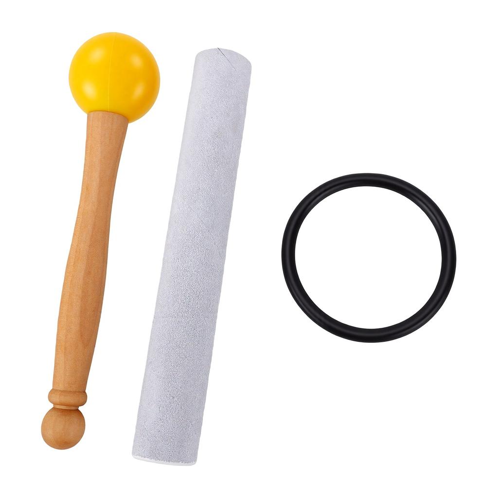 Singing Bowl Mallet 20cm with Rubber Ring Wooden Sheepskin Mallet for Crystal Singing Bowls Tibetan Bowls Yellow