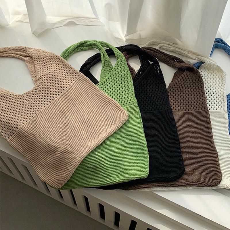 Sacs à main tricotés de créateur Totes grande capacité Femmes Pack Sac de plage d'été Grands sacs à main Sacs à bandoulière tissés creux décontractés