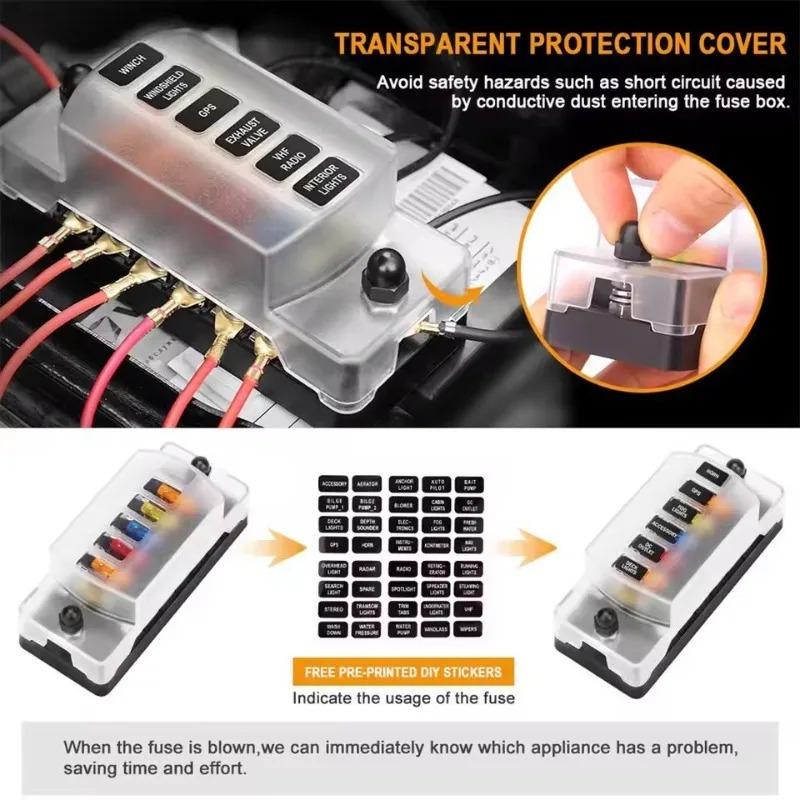 6/12 Way Blade Fuse 12-24V Car Fuse Box LED Indicator Waterproof Block Universal Multi-circuit Fuse Box Ship and Vehicle Parts Fuses4