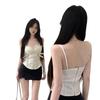 #Summer new Spice Girl retro heavy industry sling vest women's waist design slim one-piece with chest pad