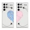 Planes World Map Travel Love Heart Couple Phone Case For Samsung Galaxy S26 S25 S24 S23 S22 Ultra S20 S21 FE 5G Plus Clear Cover