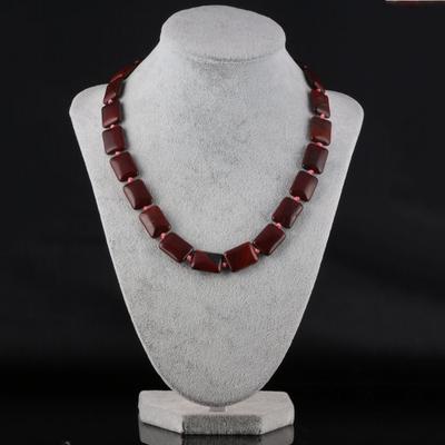 1Strand Energy Natural Stone Rectangle Beads Necklace, Reiki Healing Crystal Necklaces for Women Men Daily Wear Jewelry, Ideal Holiday Gifts 13x18 Mm