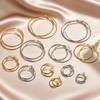 Simple Trendy 18K Gold Plated Hoop Earrings for Women Stainless Steel Large Circle Earrings Classic Piercing Jewelry Gifts