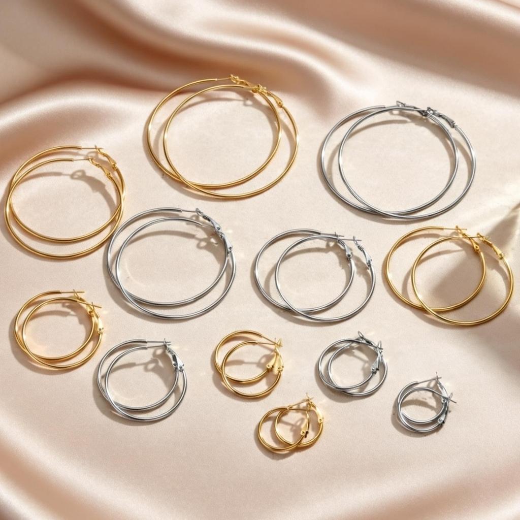Simple Trendy 18K Gold Plated Hoop Earrings for Women Stainless Steel Large Circle Earrings Classic Piercing Jewelry Gifts