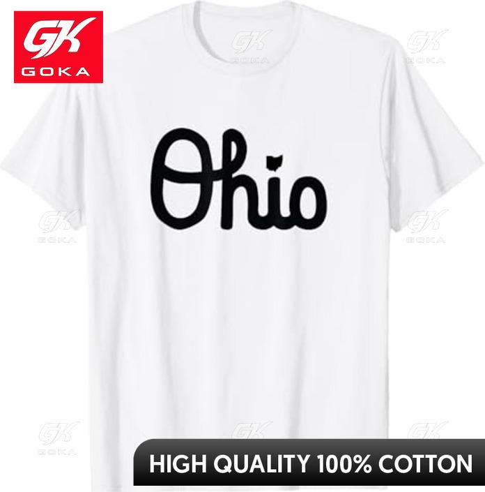 

Vintage Script Ohio Dots The I Womens Kawaii Short Sleeve Pure Cotton Printed Tee Casual Streetwear S