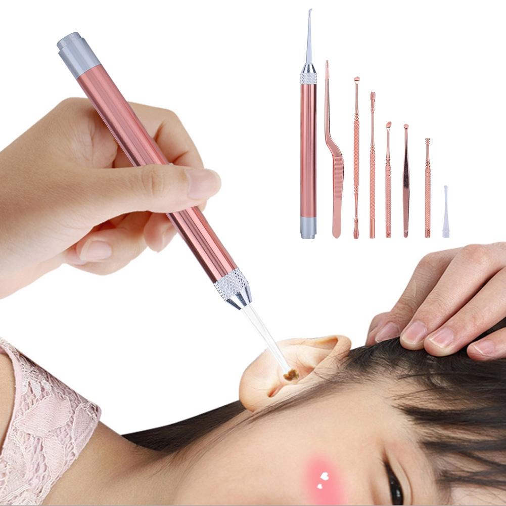Stainless Steel Ear Spoon Light Ear Wax Pick Kit LED Earwax Cleaner Ear Care Tool