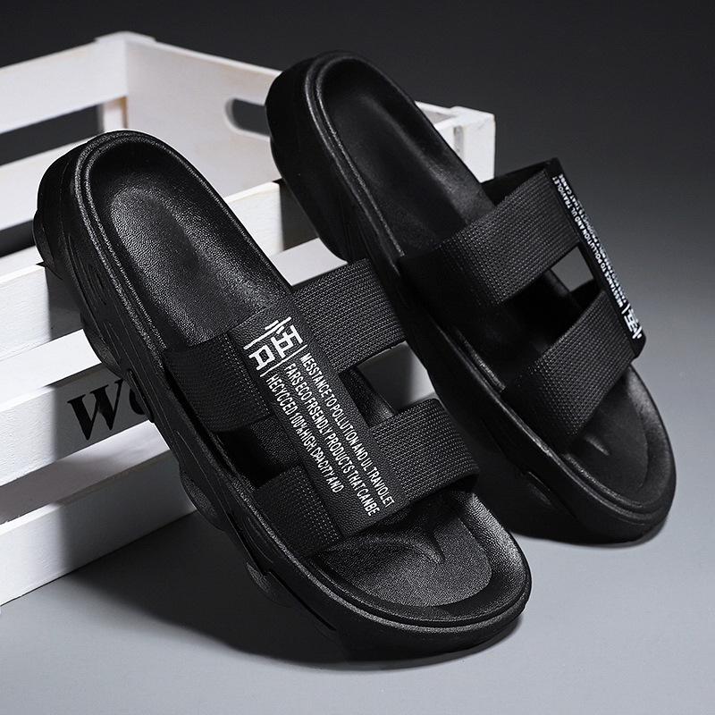 Summer New Fashion Men's Slippers Outdoor Leisure One-word Beach Cool Slippers Soft Bottom Non-slip Slippers Men