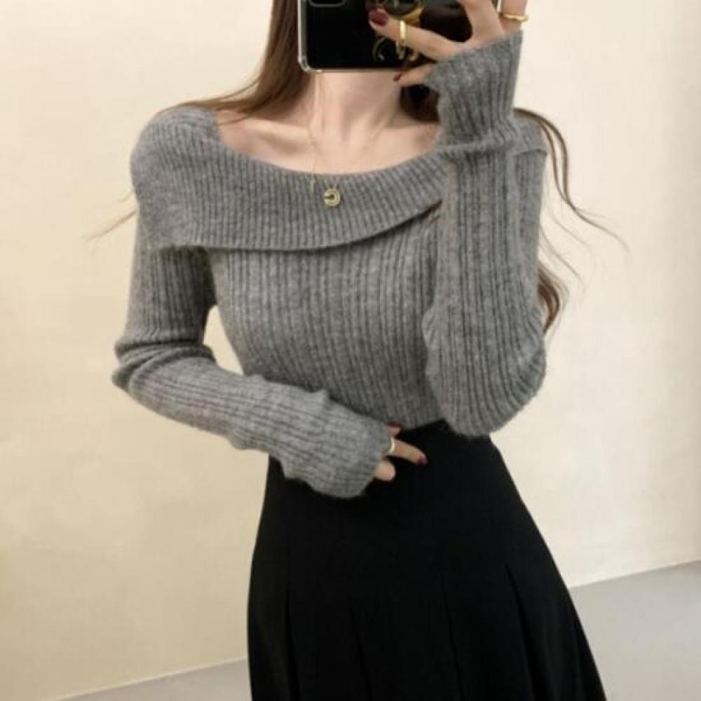 New ArrivalS Open Run Women S Square Neck Shoulder Ribbed Winter Sweater