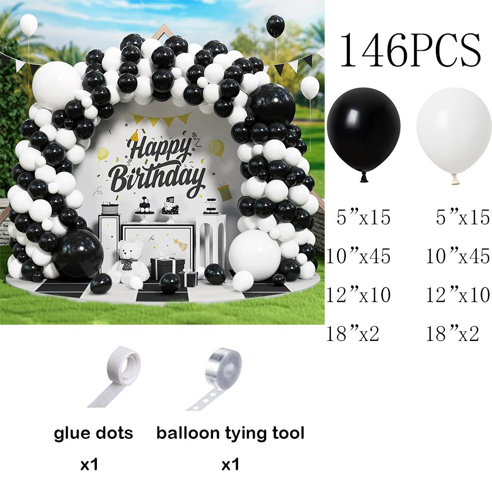 

Black White Balloons Garland Arch Kit Birthday Party Decor Latex Ballon Baby Shower Bridal Shower Wedding Anniversary Decoration AS Picture
