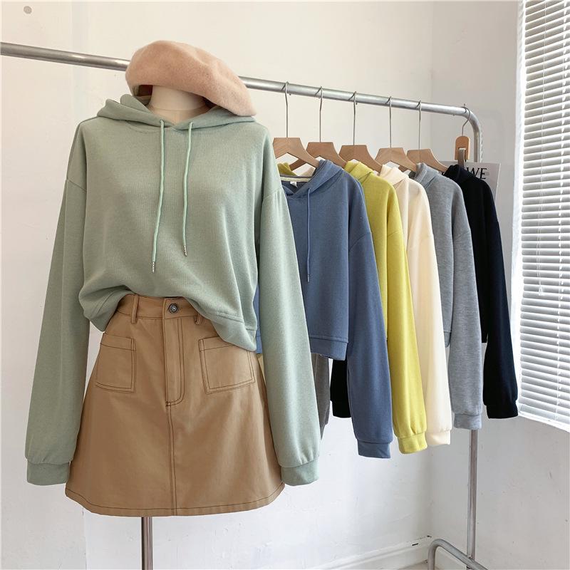 Damen Frühlings- & Herbst-Kapuzenpullover Locker, Koreanischer Schick & Hongkong-Stil, Trendige Kurze Jacke Top