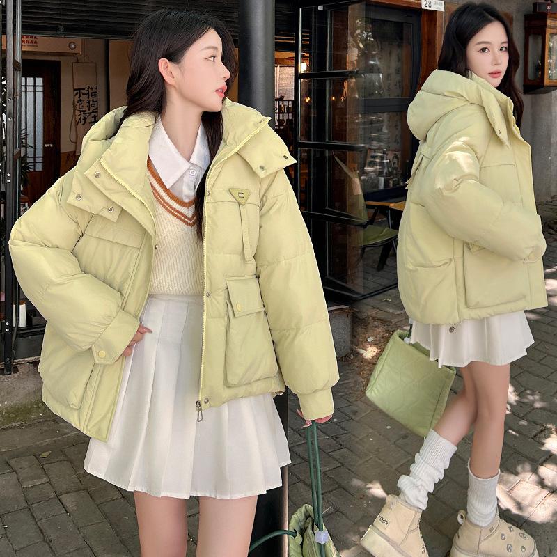 2025 winter new short women's cotton jacket, down cotton jacket, padded jacket, explosive jacket, loose and thickened warm hood