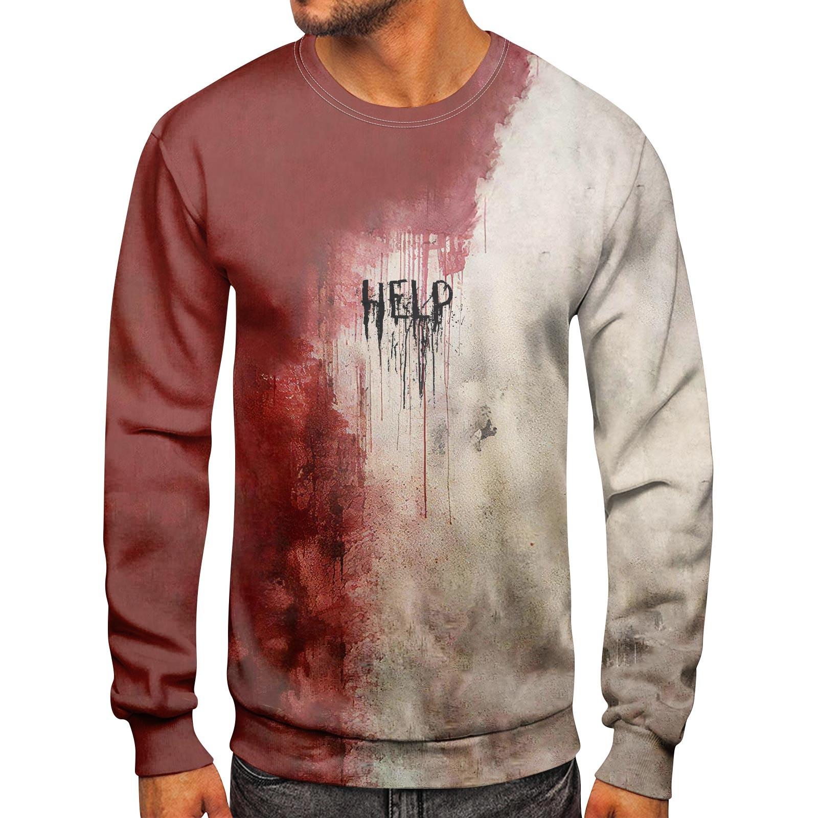 

Мужская толстовка с принтом на открытом воздухе, свободная с длинными рукавами и этническим принтом XXL киноварь