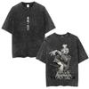 Camiseta Lavada Vintage Miyamoto Musashi de Vagabond Anime para Hombre Mujer Camiseta Informal Oversize Moda Masculina Camisetas de Alta Calidad