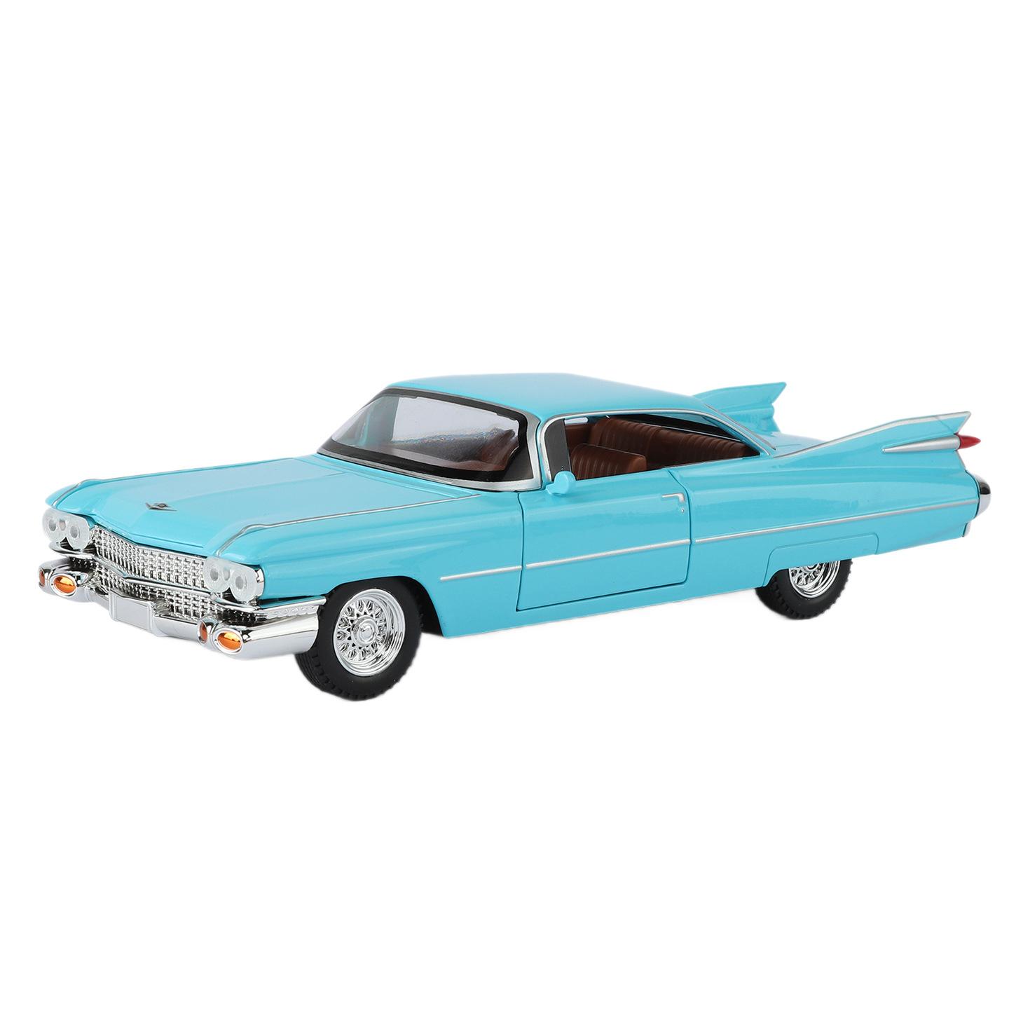 

Металлическая литая модель ретро-автомобиля Cadillac Eldorado 1959 года, масштаб 1/24, со звуком и светом, с инерционным механизмом, подарок для мальчика, украшение, игрушки на Хэллоуин синий