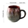 Kiln Glaze Coffee Mug Creative Vertical Pattern Coffee Cup with Handle Coffee Cup Large Capacity Ceramic Tea Mug Retro Water Cup