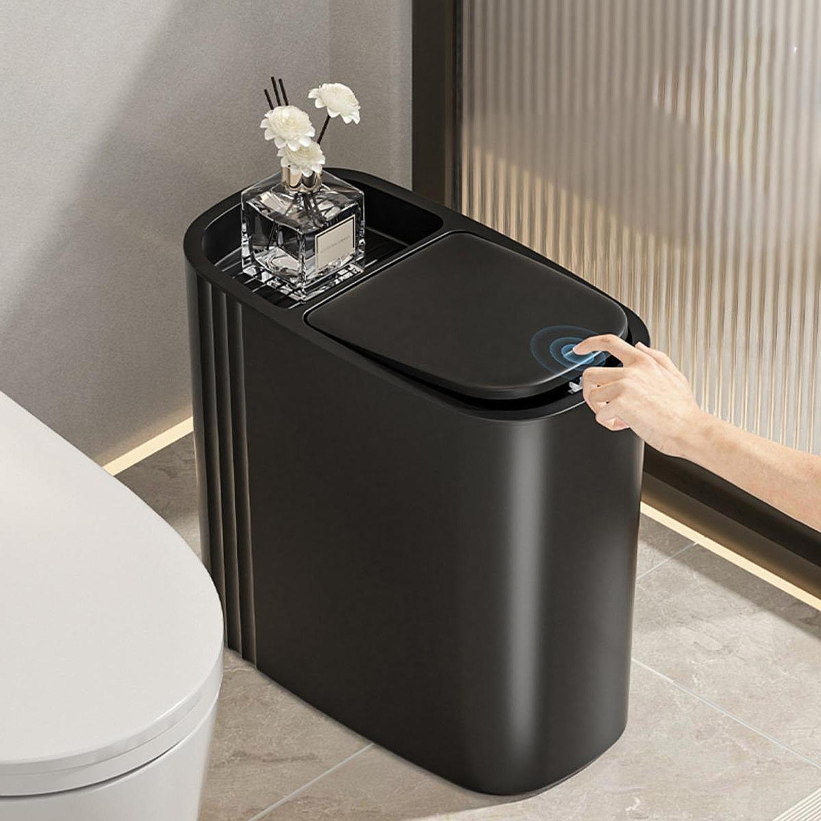 

Bathroom Trash Can Small Compact Slim Garbage Bin for Home Laundry Household чорний