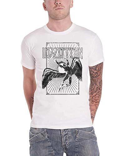 Led Zeppelin T Shirt Icarus Burst Band Logo Official Mens White M