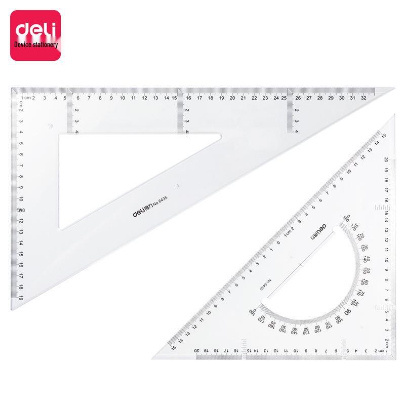 Deli Transparent Equilateral Triangle Ruler Set, 33cm Drafting Square