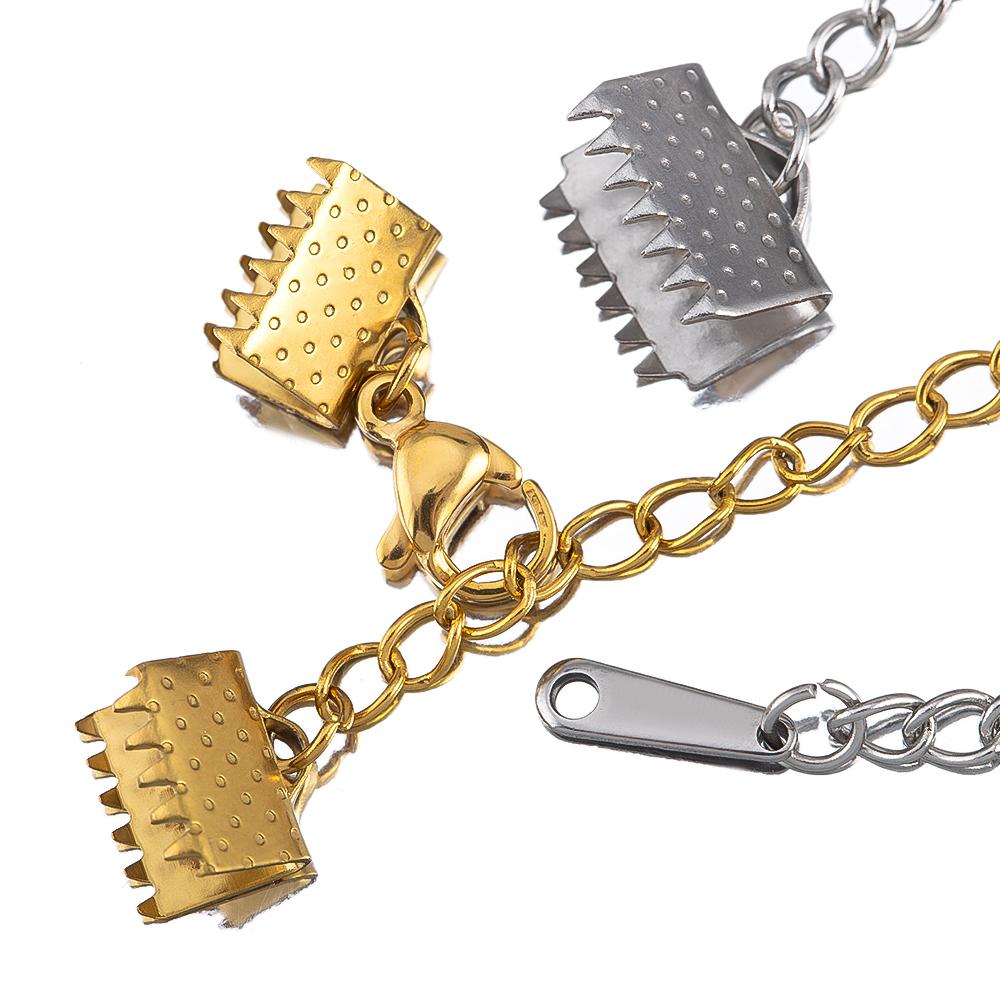 2pcs 5pcs Stainless Steel Ribbon Leather Ends Lobster Claw Clasps Extension Chain Connector Fastener Clasps Bracelet DIY Making