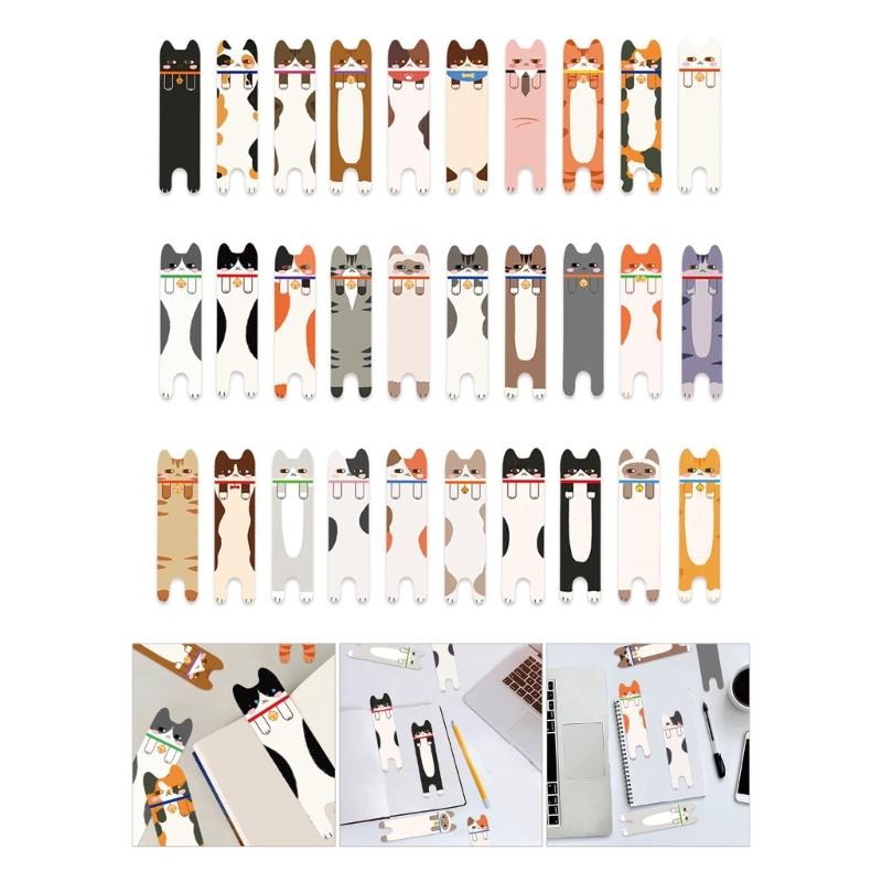30 Sheets Lovely Bookmarks Cartoon Cats Page Marker Reading Bookmarks Decorative Bookmarks Creative Page Marker