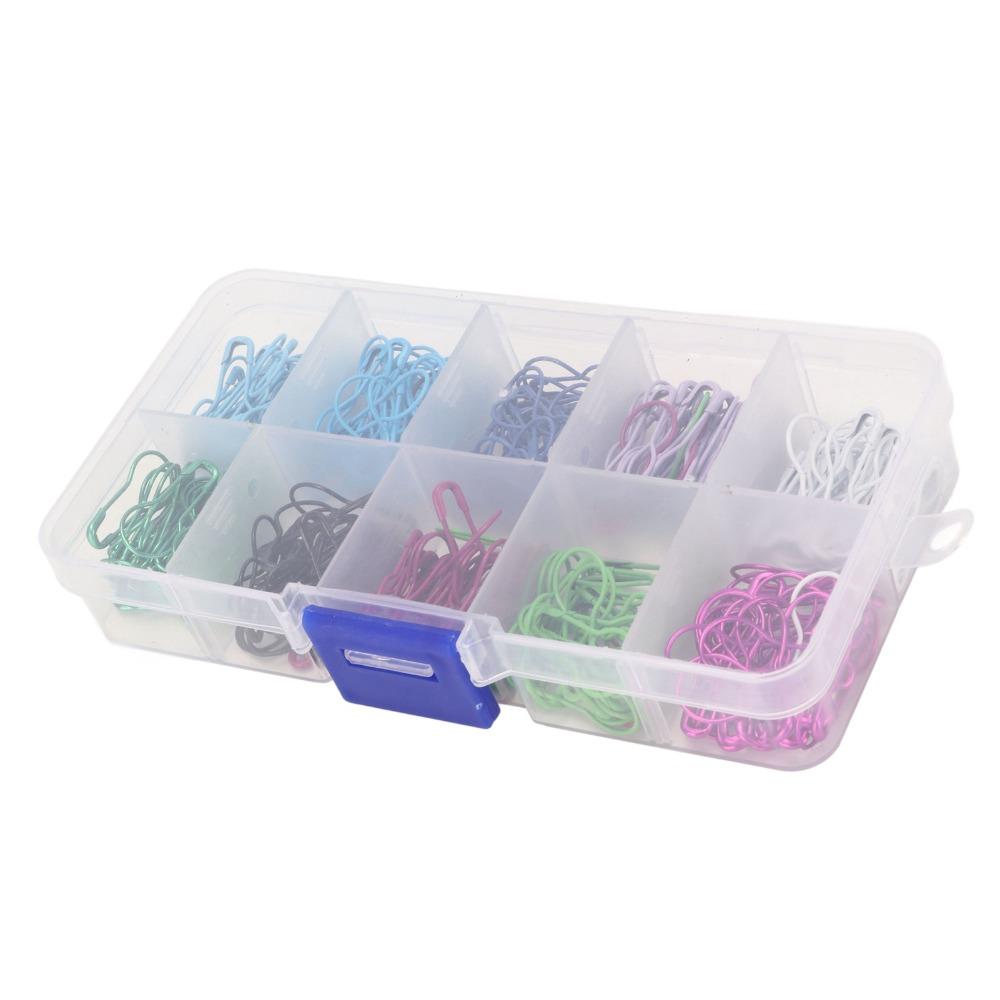 600pcs Plastic Storage Box Crochet Stitch Markers Colored Iron Metal Knitting Pins  For Knitting