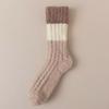 3Pairs Thickened Floor Plush Socks Stripe Mid Tube Socks Women Kawaii Coral Fleece Socks  Autumn